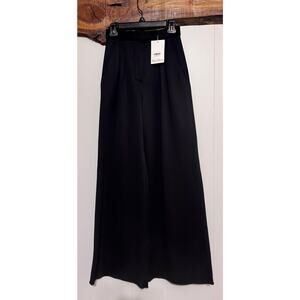 NWT Auth. Max Mara Black Zinnia Pleated Satin Feel Wide Leg Pants Size US 4/S